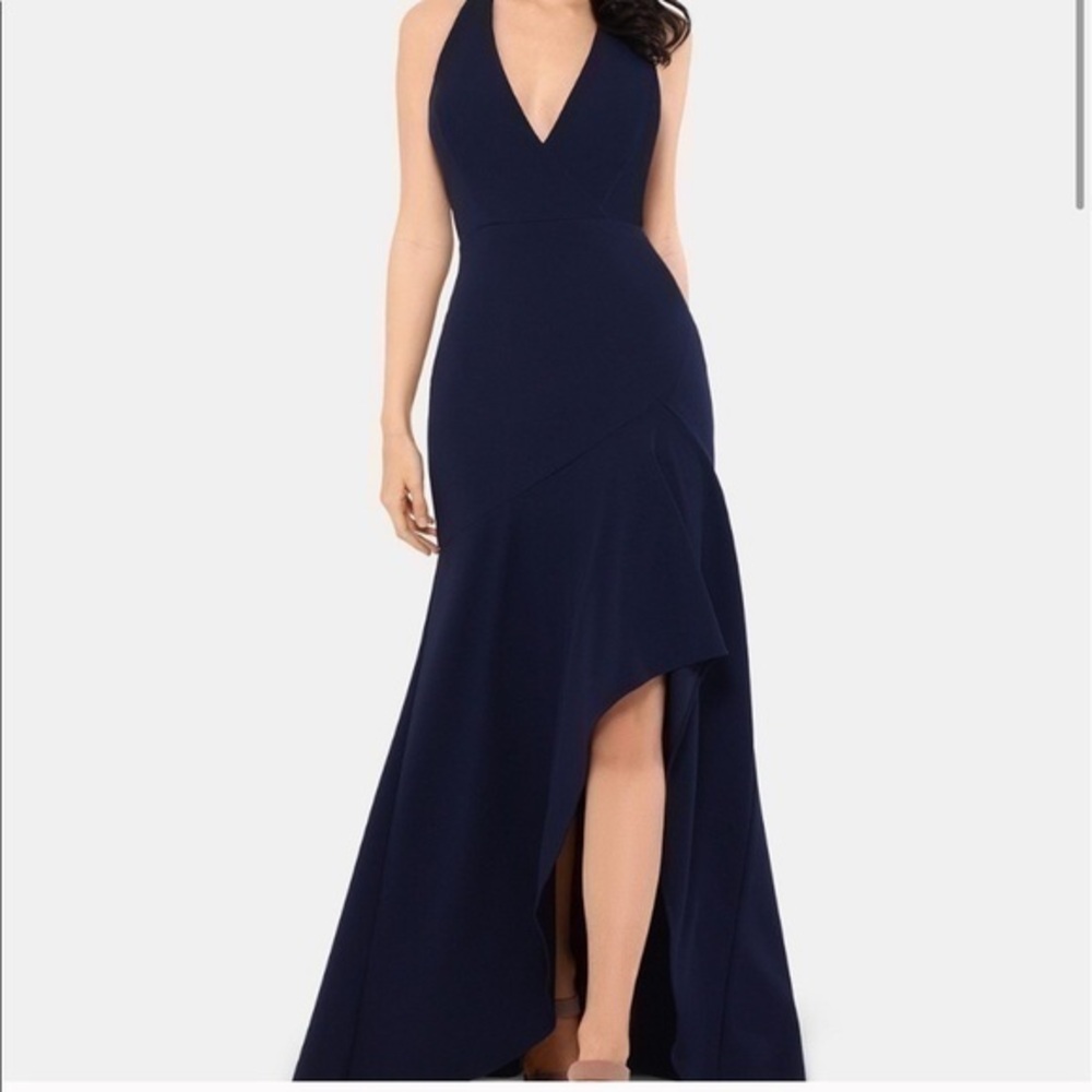 Betsy & Adam high low halter v neck dress …